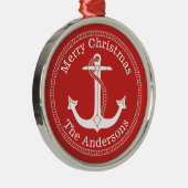 Nautisch wit anker familienaam kerst metalen ornament (Rechts)