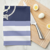 Nautisch wit anker/marine knoop/blauw/witte streep theedoek (Quarter Fold)