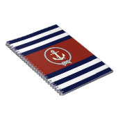 Nautisch wit anker/Navy knot/rode/witte streep Notitieboek (Rechterzijde)
