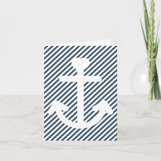 Nautisch wit anker Navy White Stripes Blank Kaart (Voorkant)