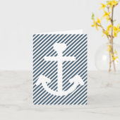 Nautisch wit anker Navy White Stripes Blank Kaart (Gele Bloem)