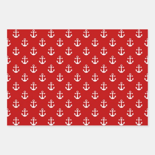 Nautisch wit anker op een blauw marineschandaal inpakpapier vel (Voorkant 3)