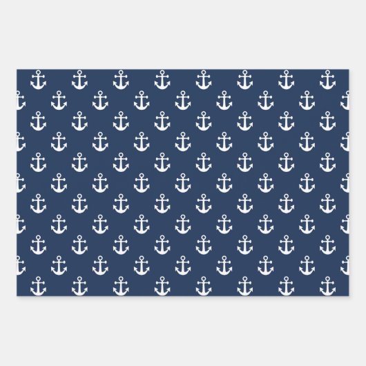 Nautisch wit anker op een blauw marineschandaal inpakpapier vel (Voorkant)