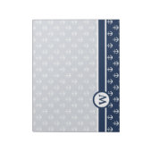 Nautisch wit anker op een blauw marineschandaal notitieblok (Linkerzijde)