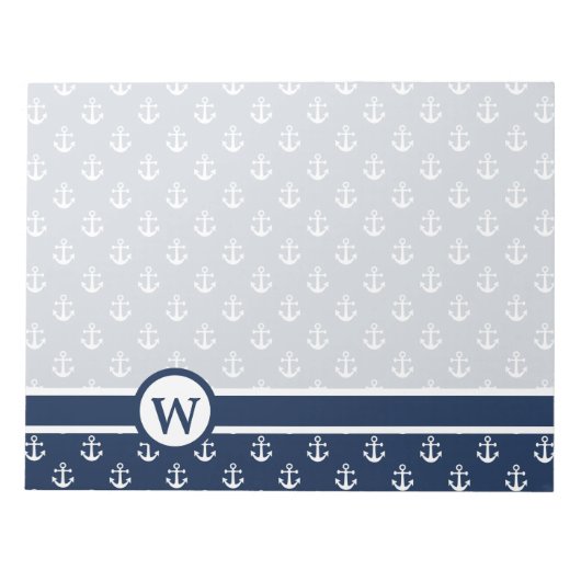 Nautisch wit anker op een blauw marineschandaal notitieblok (Voorkant)