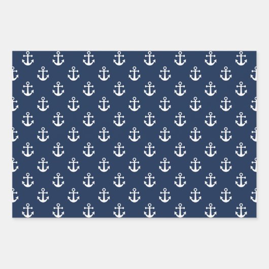 Nautisch wit anker op een rode achtergrond inpakpapier vel (Voorkant 3)