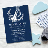 Nautisch wit anker op Navy Baby shower Kaart