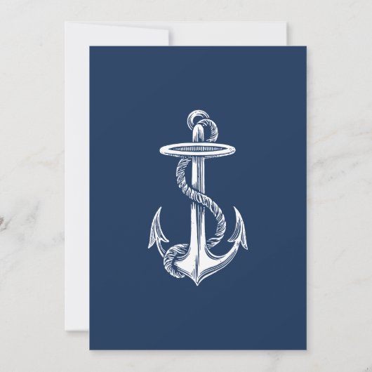 Nautisch wit anker op Navy verjaardagsfeestje Kaart (Achterkant)