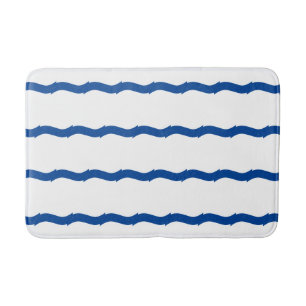Nautisch wit en blauw zee golven patroon modern badmat