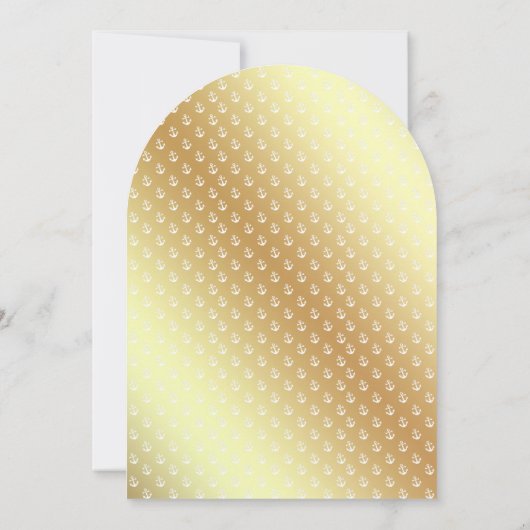 Nautisch wit en gouden ankerboog Baby shower Kaart (Achterkant)
