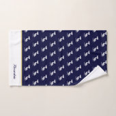 Nautisch wit goud en marineblauw pelicaan bad handdoek (Handdoek)