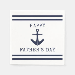 Nautisch Wit Marine Blauw Anker Happy Fathers Day Servet