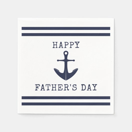 Nautisch Wit Marine Blauw Anker Happy Fathers Day Servet (Voorkant)