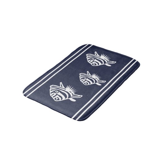 Nautisch Wit op Navy Angelfish Kust Badmat (Gekanteld)