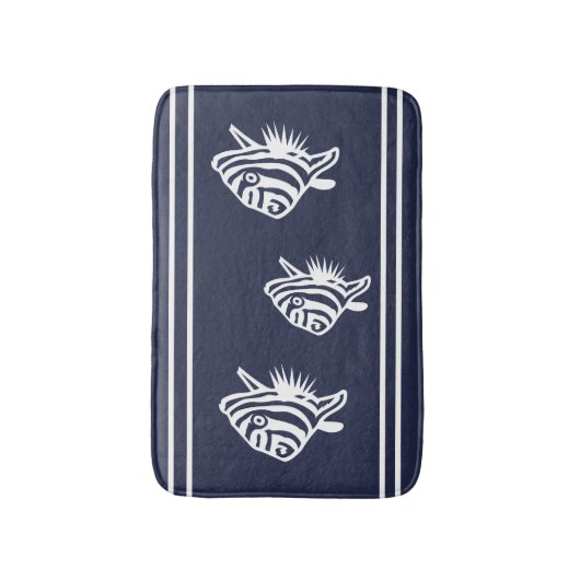 Nautisch Wit op Navy Angelfish Kust Badmat (Voorkant Verticaal)
