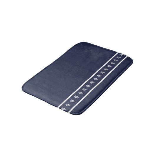 Nautisch Wit op Navy Angelfish Kust Badmat (Gekanteld)