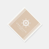 Nautisch Wit Schip Helm & Taupe Servet (Hoek)