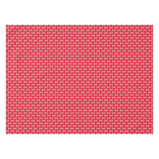 Nautisch wit w / Blauw touw Accent Ankers op Rood Tafelkleed (Voorkant (Horizontaal))