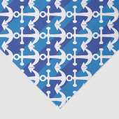 Nautisch | Witte Anchors | Blauwe strepen Tissuepapier (Detail)