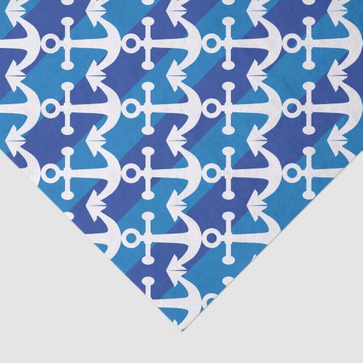 Nautisch | Witte Anchors | Blauwe strepen Tissuepapier (Detail)