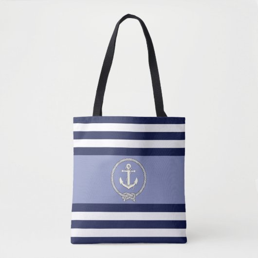 Nautisch-witte anker/marine-knoop/marine/blauwe st tote bag (Voorkant)