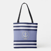 Nautisch-witte anker/marine-knoop/marine/blauwe st tote bag (Achterkant)