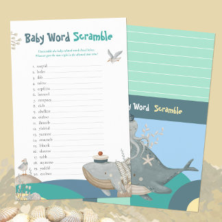 Nautisch Woord Scramble Groen Baby shower spel