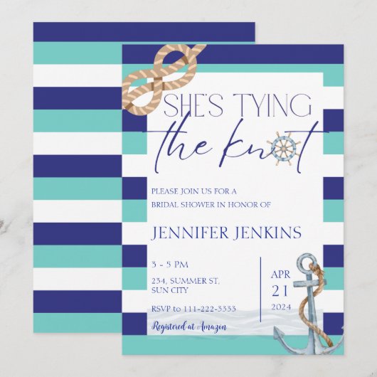 Nautisch Ze bindt het knoop Vrijgezellenfeest Kaart (Voorkant / Achterkant)