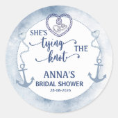 Nautisch Ze Knoopte de Knoop Bruidsfeest Elegant Ronde Sticker (Voorkant)