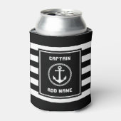 Nautisch Zee Anchor Captain Naam of Boot gestript Blikjeskoeler (Blikje Voorkant)