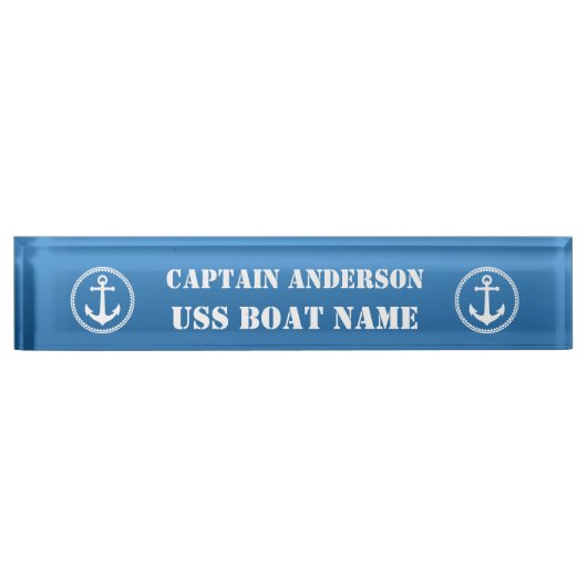 Nautisch Zee Anker Captain and Boat Naambordje (Voorkant)