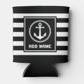 Nautisch Zee Anker Jouw naam of boot gestript Blikjeskoeler (Voorkant)