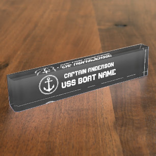 Nautisch Zee Anker Modern Captain and Boat Naambordje