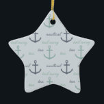 Nautisch Zee Ankers Keramisch Ornament<br><div class="desc">Blauw faux Glitter Ankers nautisch zee</div>