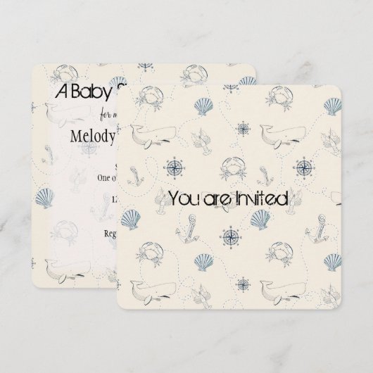 Nautisch Zee Baby shower Kaart (Voorkant / Achterkant)
