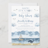 Nautisch Zee Beach Ahoy Het is een jongen baby sho Kaart (Voorkant)