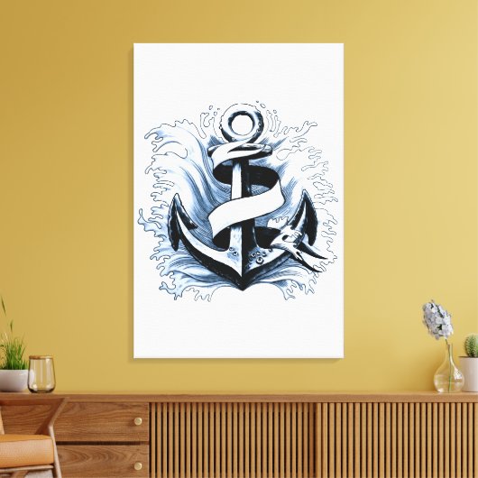 nautisch Zee blauw anker Canvas Afdruk (Insitu (Woonkamer))
