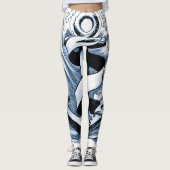 nautisch Zee blauw anker Leggings (Voorkant)