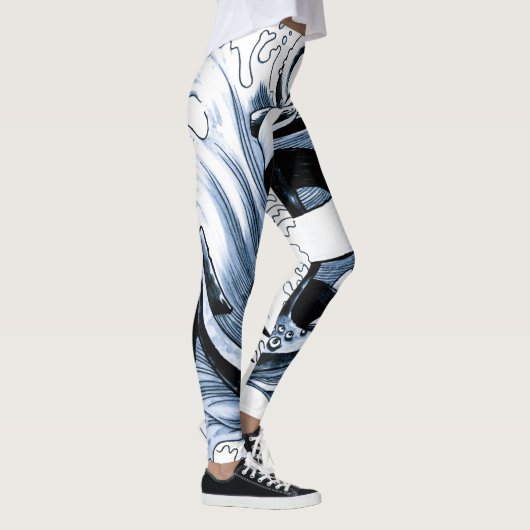 nautisch Zee blauw anker Leggings (Rechts)