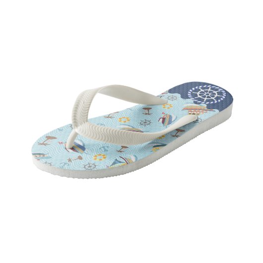 Nautisch Zee Blauw Kind Teenslippers (Schuin)