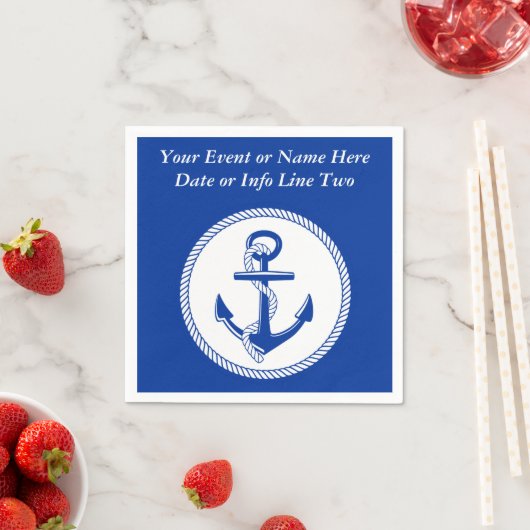 Nautisch Zee Blue Boat Anker Roping Custom #2 Servetten (Insitu)