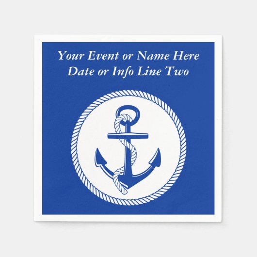 Nautisch Zee Blue Boat Anker Roping Custom #2 Servetten (Voorkant)