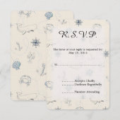 Nautisch Zee Bruiloft RSVP (Voorkant / Achterkant)