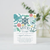 Nautisch Zee Critters Ahoy! Het is een Boy Baby sh Uitnodiging Briefkaart (Staand voorkant)