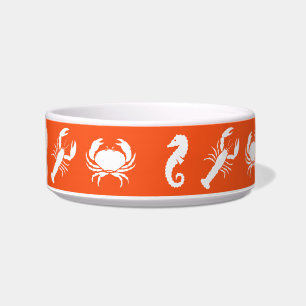 Nautisch zee dieren patroon kreeft krab zeepaardje voerbakje
