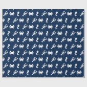 Nautisch Zee Dierenpatroonkreeft Cadeaupapier (Vlak)