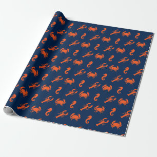 Nautisch Zee Dierenpatroonkreeft Cadeaupapier