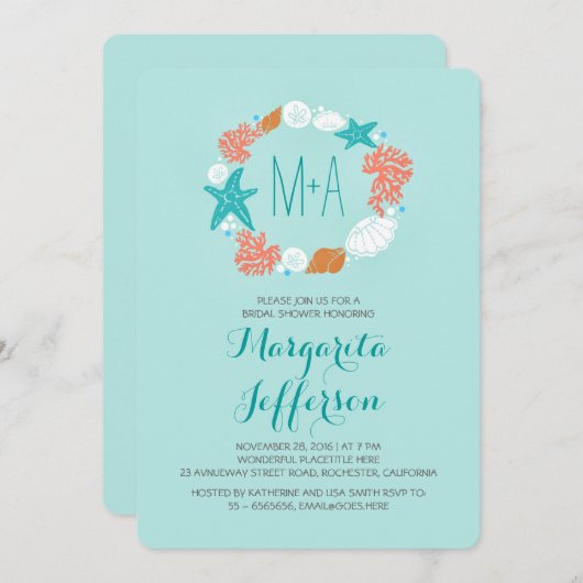 Nautisch zee krans strand vrijgezellenfeest nodigt kaart (Voorkant / Achterkant)