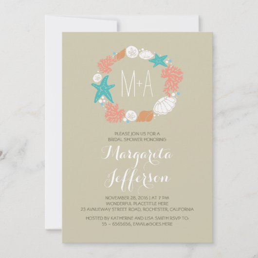 Nautisch zee krans strand vrijgezellenfeest nodigt kaart (Voorkant)