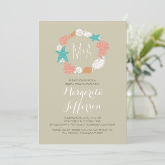 Nautisch zee krans strand vrijgezellenfeest nodigt kaart (Staand voorkant)